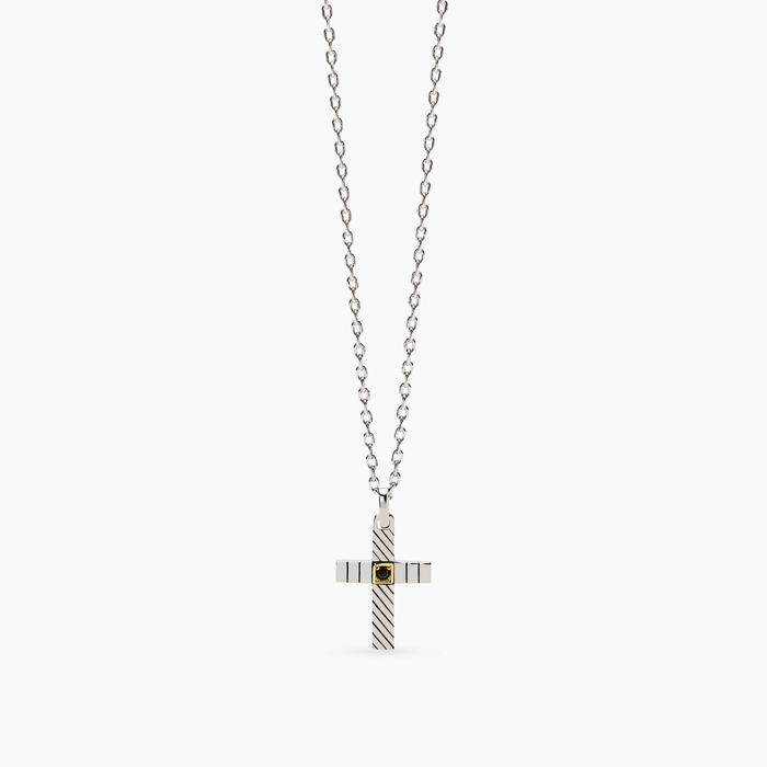Collana con croce con zircone e placcatura oro Geometrico