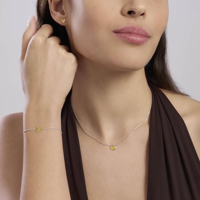 Bracciale in argento con cuore in oro 9K PETIT AMOUR