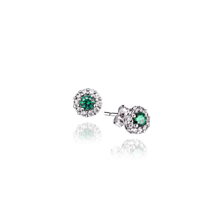 Real Gold Emerald Zircon Earrings