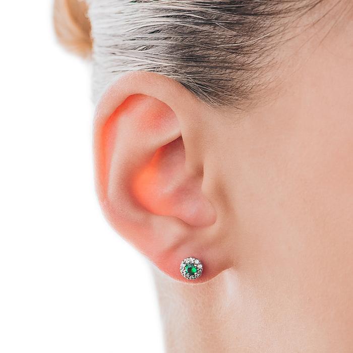Real Gold Emerald Zircon Earrings