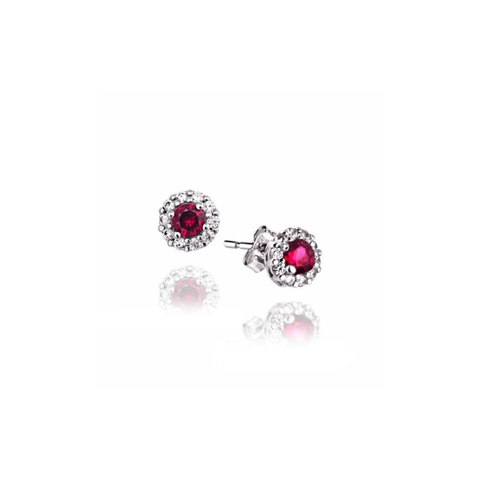 Boucles d'oreilles en or véritable et rubis et zircon