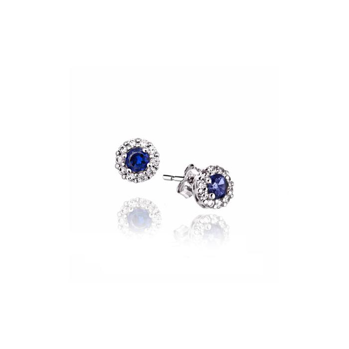 Boucles d'oreilles en or véritable et zircon saphir