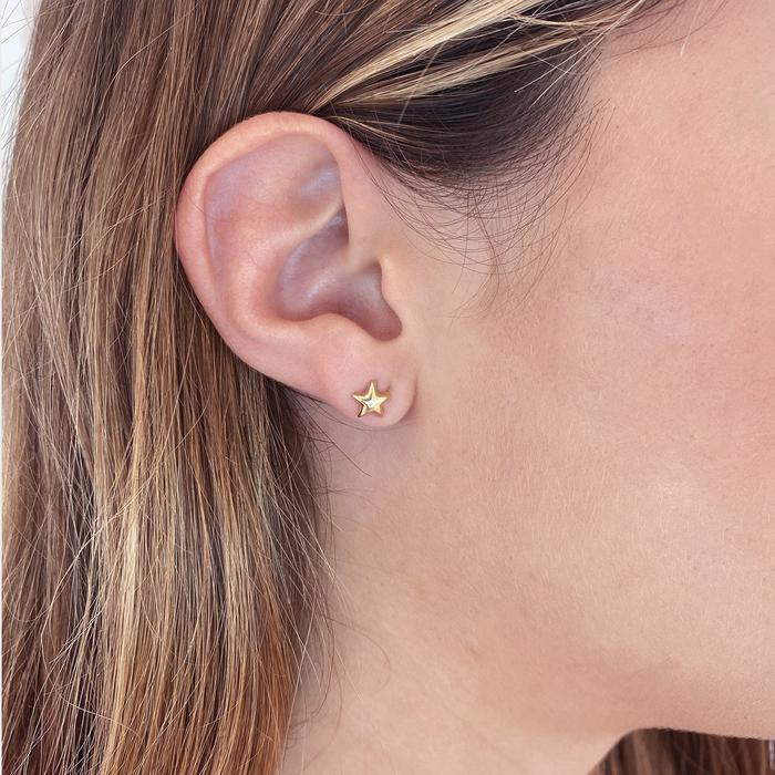 Real Gold Star Earrings