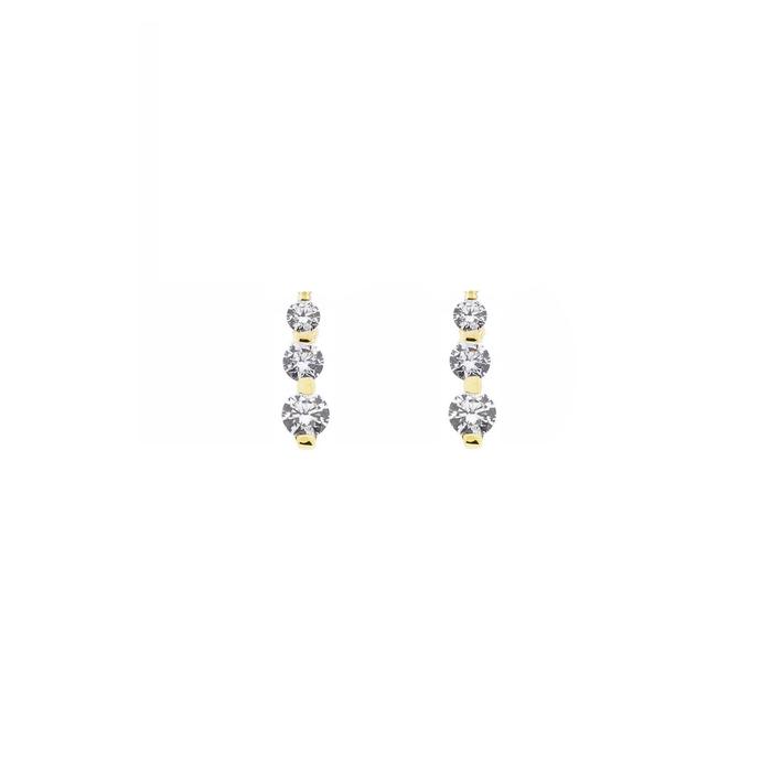 Boucles d'oreilles légères en or véritable et zircon