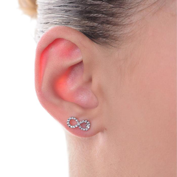 Infinity Earrings in Real Gold and Zircons