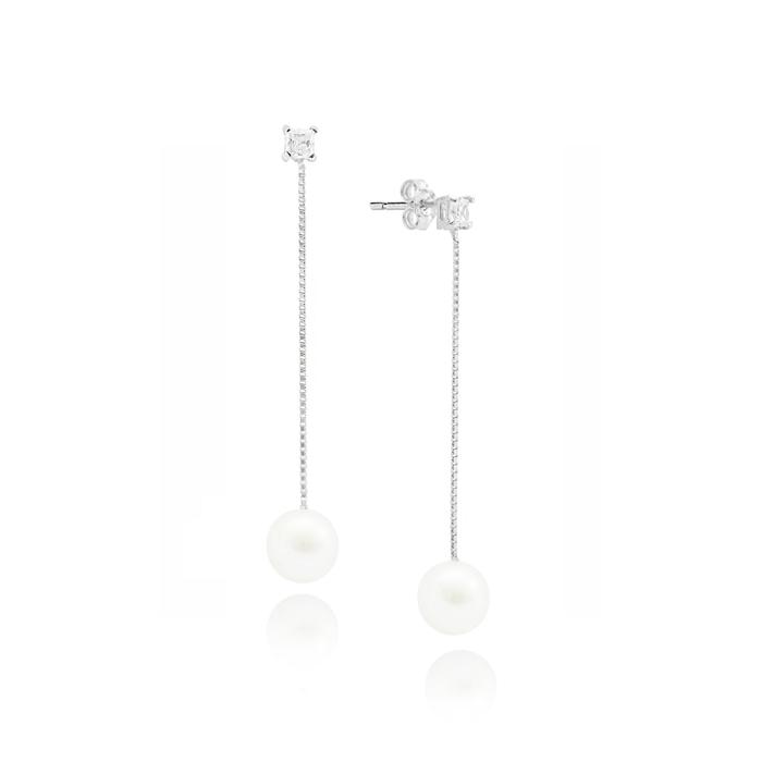 Real Gold Pearl and Zircon Earrings