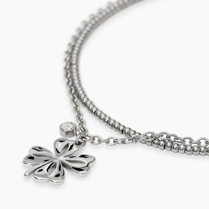 Bracciale a catene con quadrifoglio e cristallo Style 57
