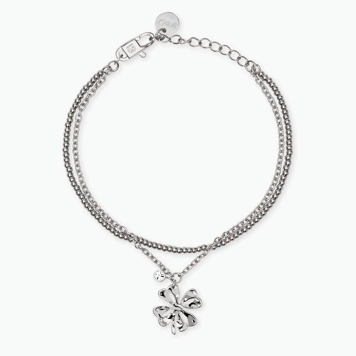 Bracciale a catene con quadrifoglio e cristallo Style 57