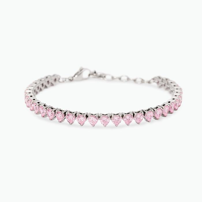 Bracciale tennis cuore con zirconi rosa Style 60