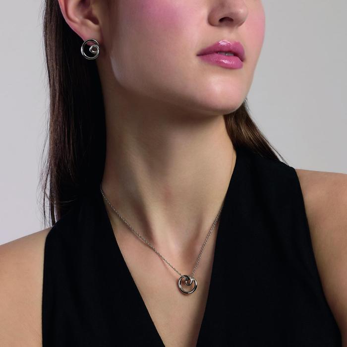 Collana girocollo donna con spirale in acciaio argentato Style 58