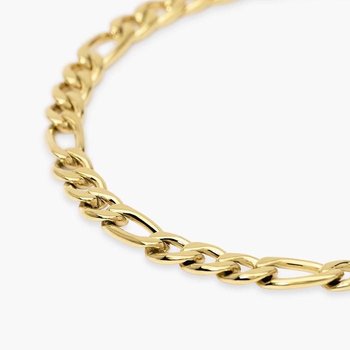 Bracciale uomo in acciaio dorato con catena figaro Style 36