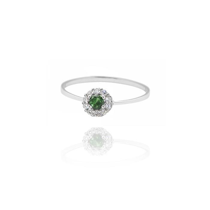 Real Gold Emerald Zircon Ring