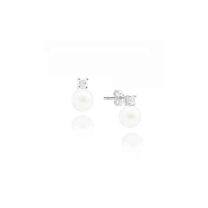 Real Gold Pearl and Zircon Earrings
