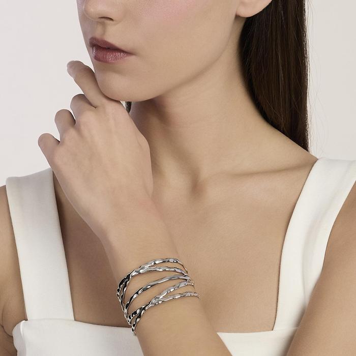 Bracciale cuff in acciaio martellato Style 73