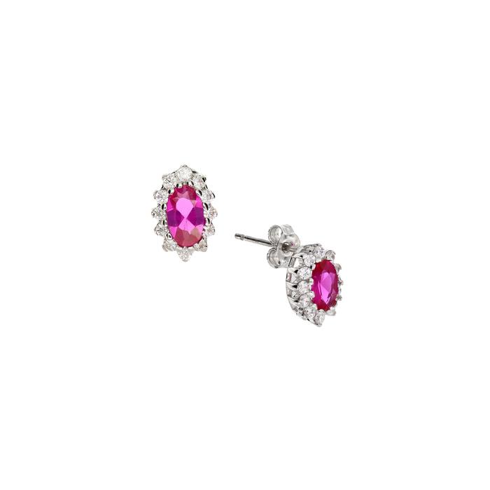 Boucles d'oreilles en or véritable et rubis et zircon