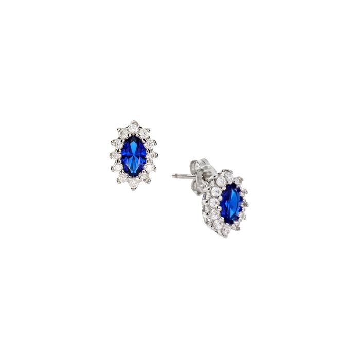 Boucles d'oreilles en or véritable et zircon saphir