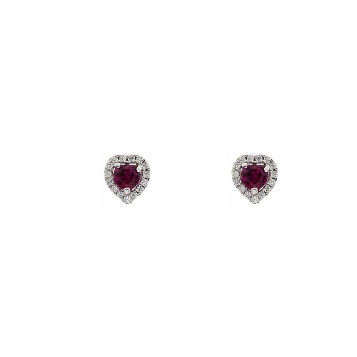 Boucles d'oreilles en or véritable et rubis et zircon