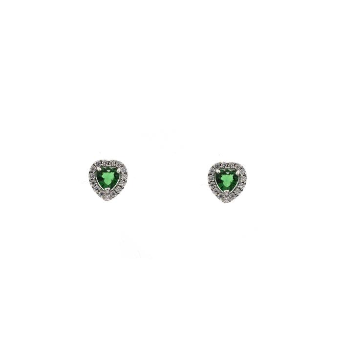 Real Gold Emerald Zircon Earrings