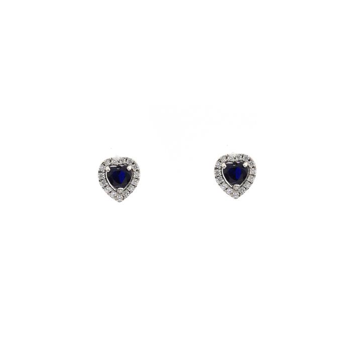 Boucles d'oreilles en or véritable et zircon saphir