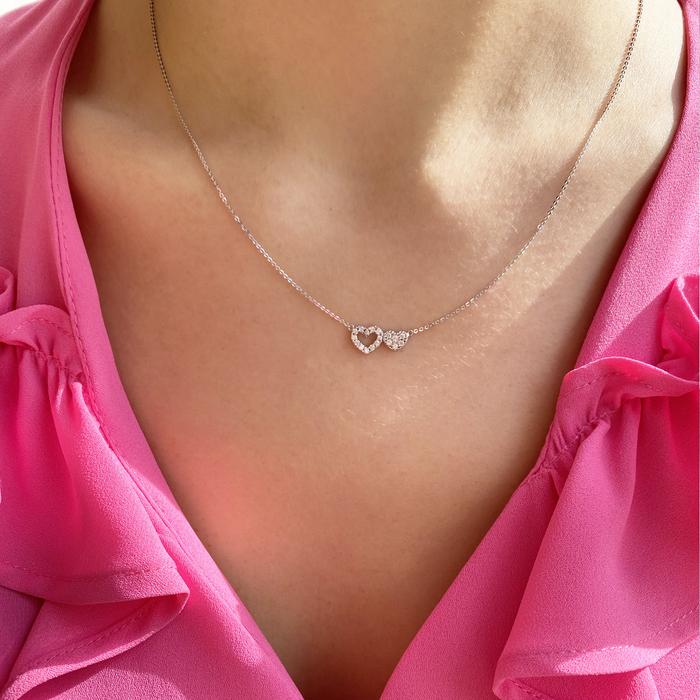 Real Gold Heart Necklace with Zircons