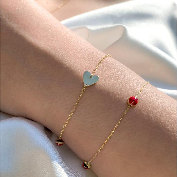 Bracciale Cuore Coccinella d'Oro Vero