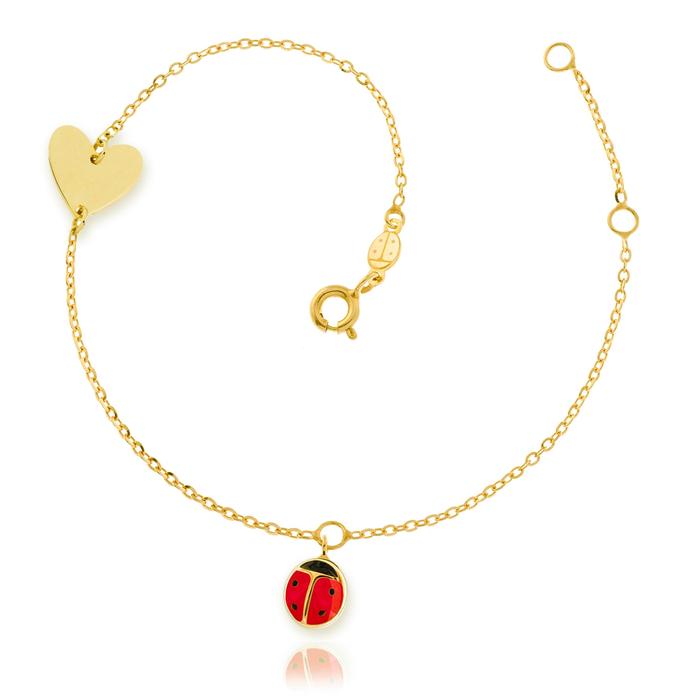 Bracciale Cuore Coccinella d'Oro Vero