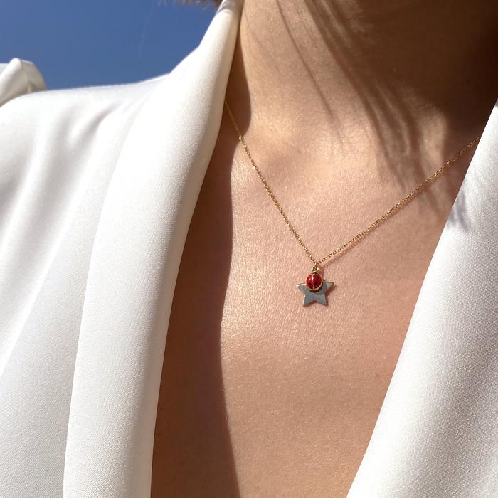 Real Gold Ladybug Star Necklace