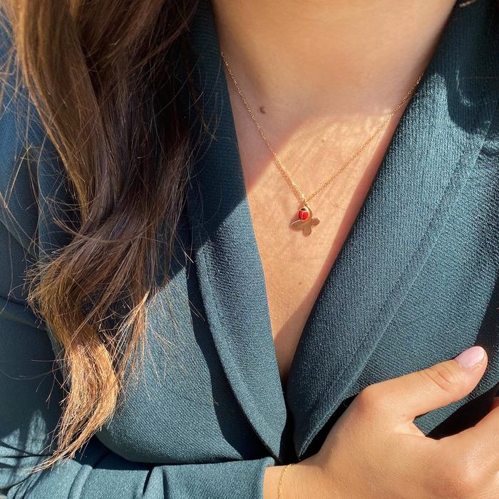 Real Gold Ladybug Butterfly Necklace