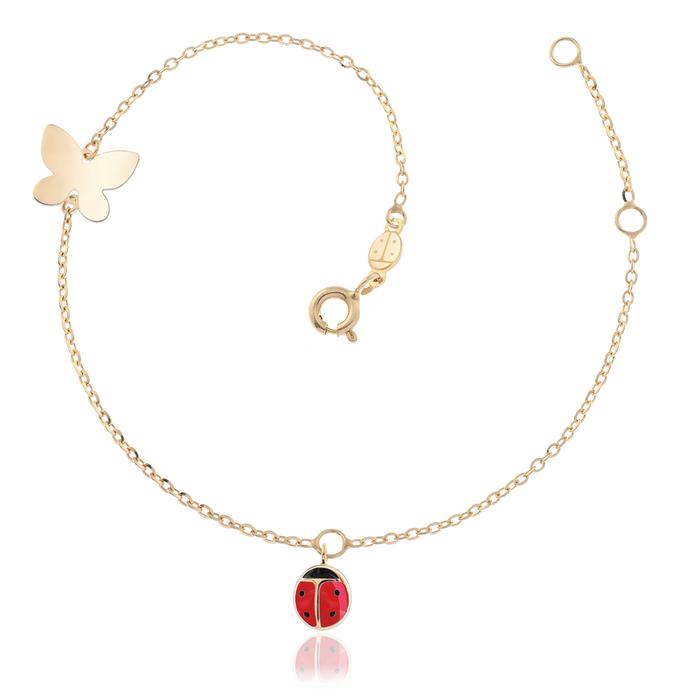Real Gold Ladybug Butterfly Bracelet