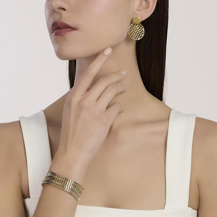 Orecchini dorati tondi con pendente cerchio Style 74