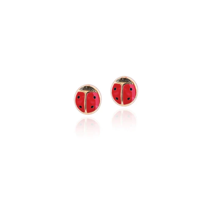 Boucles d'oreilles coccinelle en or véritable