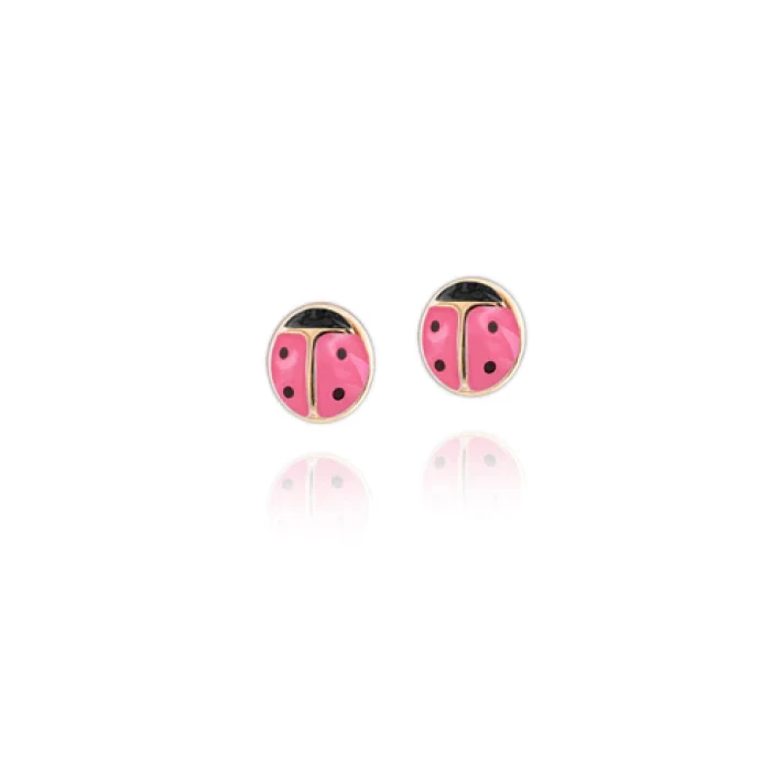 Boucles d'oreilles coccinelle en or véritable