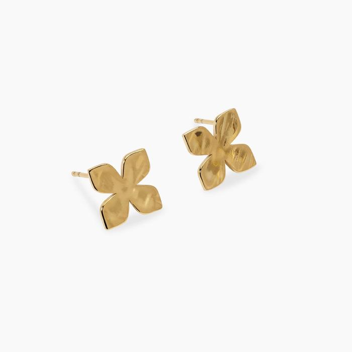 Orecchini a fiore in acciaio dorato martellato Style 66