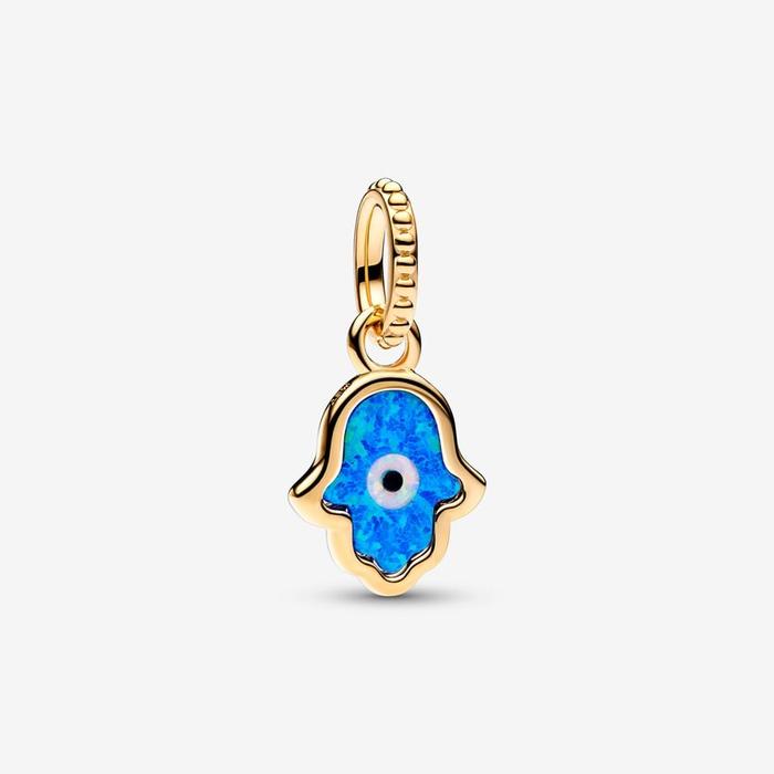 Blue Opal Hamsa Hand Pendant Charm