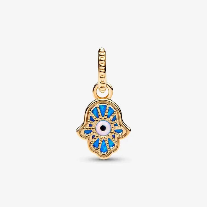 Blue Opal Hamsa Hand Pendant Charm