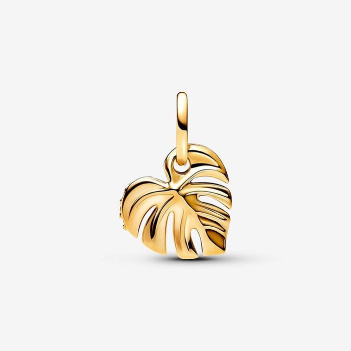 Sparkling Monstera Leaf Pendant Charm