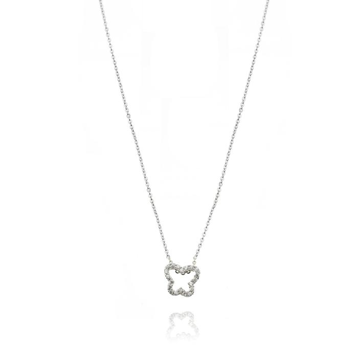 Butterfly Necklace in Real Gold and Zircons