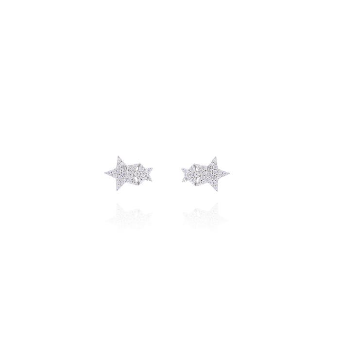 Real Gold Star Earrings with Zirconia