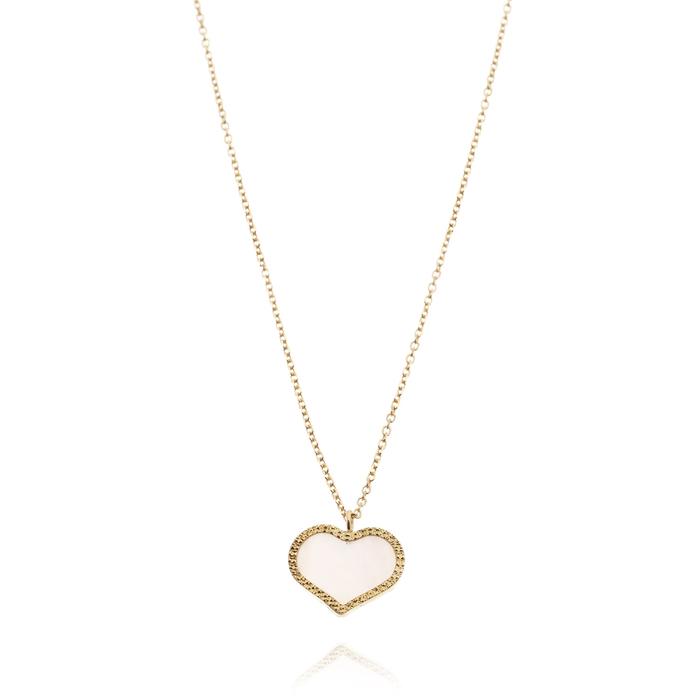 Real Gold Heart and Mother of Pearl Necklace