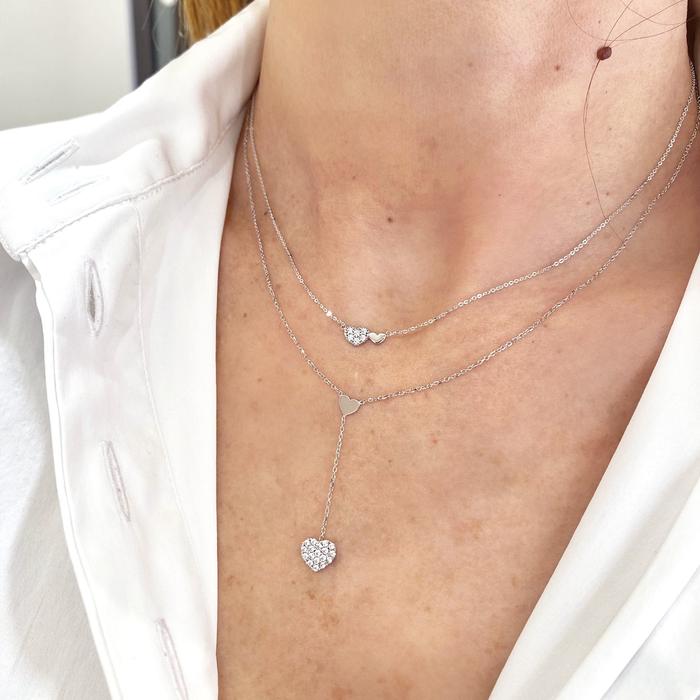 Real Gold Heart Necklace with Zircons