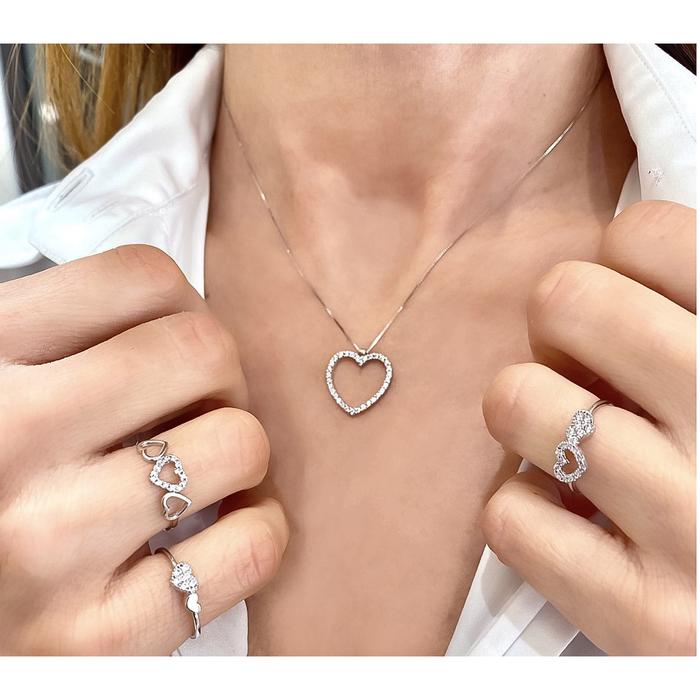 Real Gold Heart Necklace with Zircons