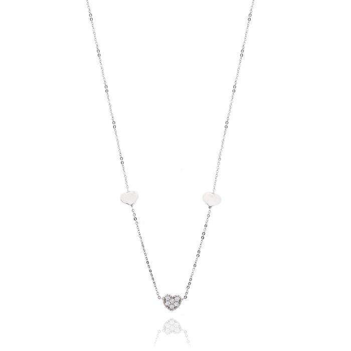 Real Gold Heart Necklace with Zircons