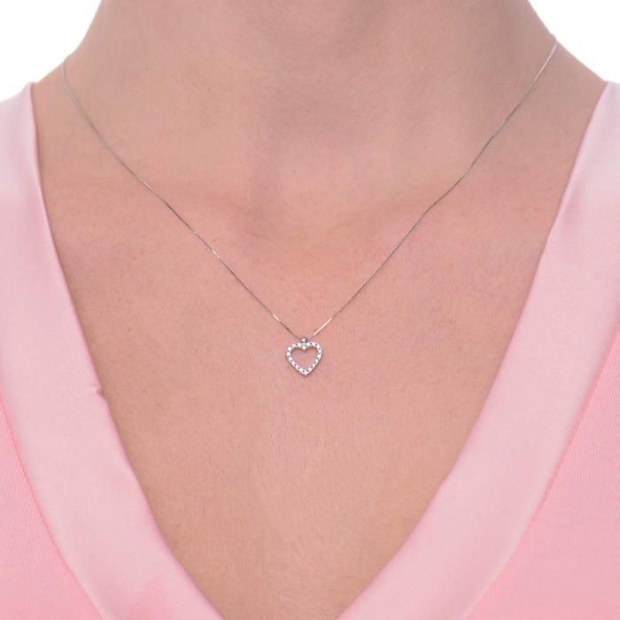 Real Gold Heart Necklace with Zircons