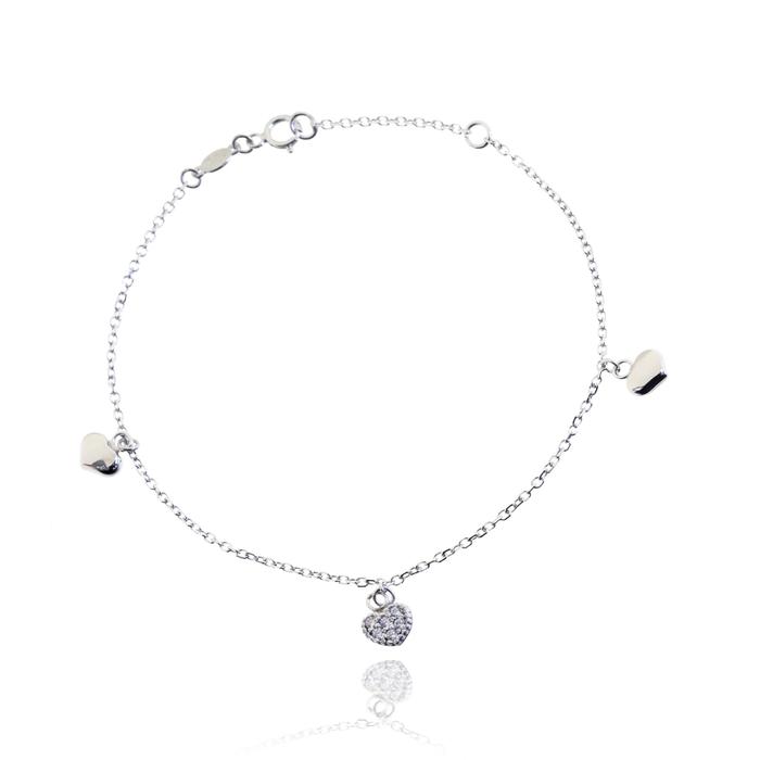 Real Gold Heart Bracelet with Zircons