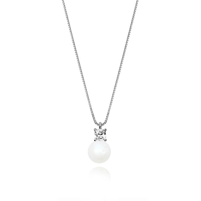 Real Gold Pearl and Zircon Necklace