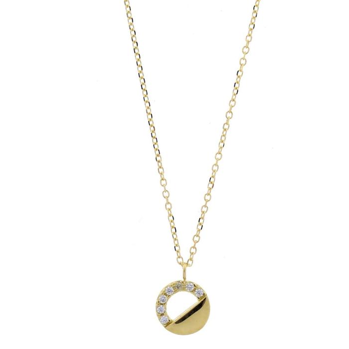Real Gold and Zirconia Circle Necklace