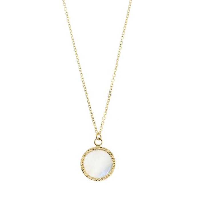 Real Gold and Mother of Pearl Circle Necklace