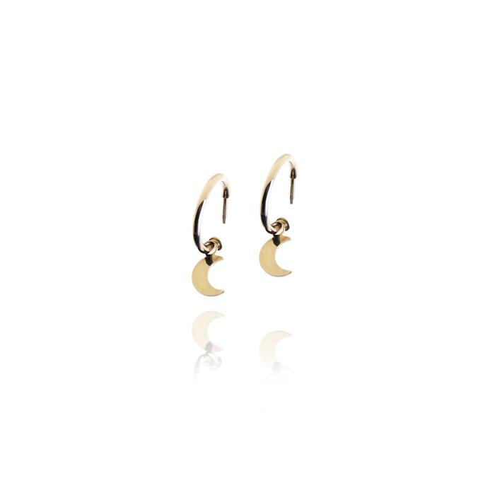 Real Gold Moon Earrings