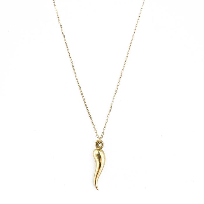Real Gold and Zirconia Horn Necklace