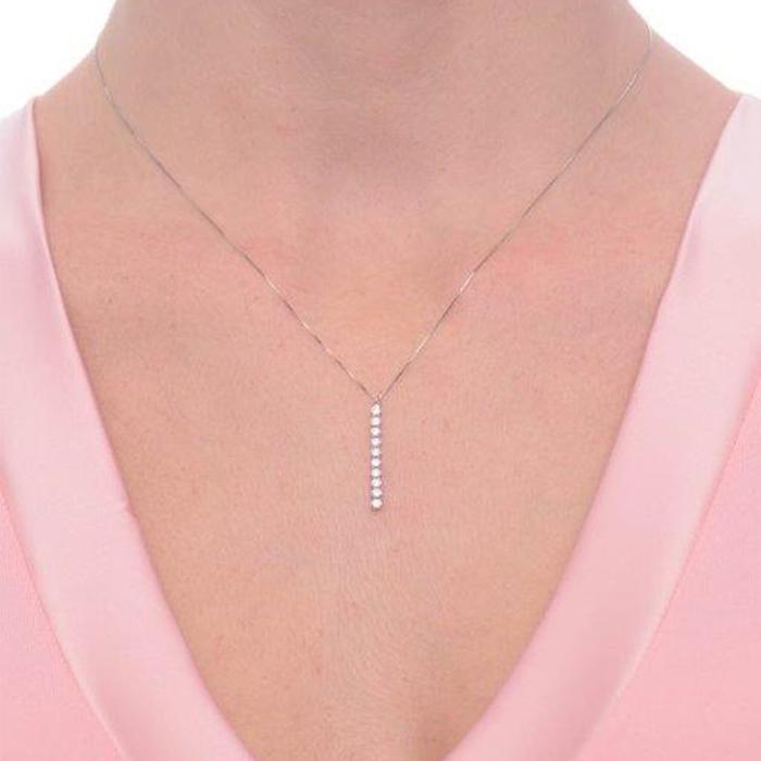 Real Gold Line and Zircon Necklace